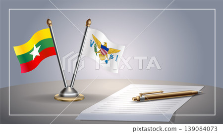 Small national flag of Myanmar and Us Virgin Islands flag Relation, Template Vector Illustration Small national flag of Myanmar and Us Virgin Islands flag Relation, Template Vector Illustration 139084073