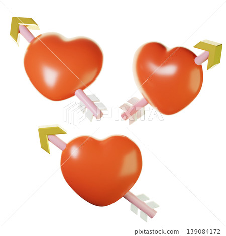 3d heart with arrows on three points of view. Isolated on transparent background. 3D illustration. High resolution 3d heart with arrows on three points of view. Isolated on transparent background. 3D illustration. High resolution 139084172