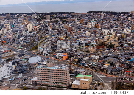 A view of Niigata city from the observation deck of Toki Messe in Niigata Prefecture. A view of Niigata city from the observation deck of Toki Messe in Niigata Prefecture. 139084371