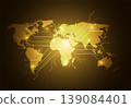 Global digital network connection concept with golden world map and circuit lines 139084401