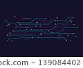 Futuristic digital circuit board pattern with blue and purple lines 139084402