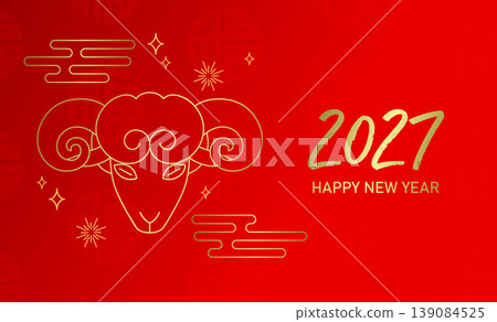 Year of the Sheep festive line art template 139084525