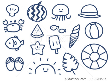 Simple summer accessory hand-drawn illustration set Simple summer accessory hand-drawn illustration set 139084534