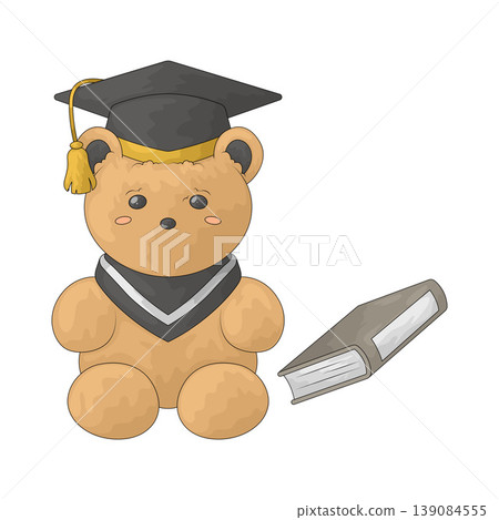 Illustration of Graduation Cute Teddy Bear with Books 139084555