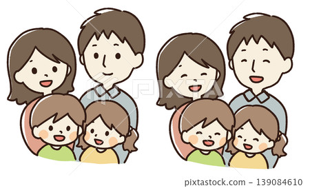 Hand-drawn illustration of a smiling family Hand-drawn illustration of a smiling family 139084610