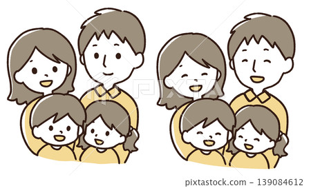 Hand-drawn illustration of a smiling family Hand-drawn illustration of a smiling family 139084612
