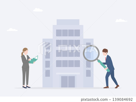 Young men and women in suits conducting company research, analysis, credit checks, and tax investigations. Young men and women in suits conducting company research, analysis, credit checks, and tax investigations. 139084692