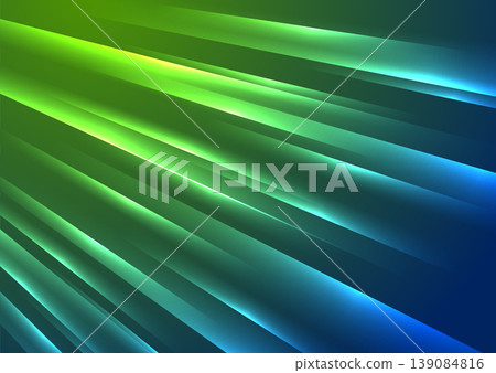 Abstract glowing green blue laser rays futuristic background 139084816