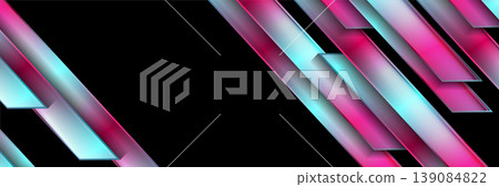 Holographic glass stripes abstract geometric tech background Holographic glass stripes abstract geometric tech background 139084822