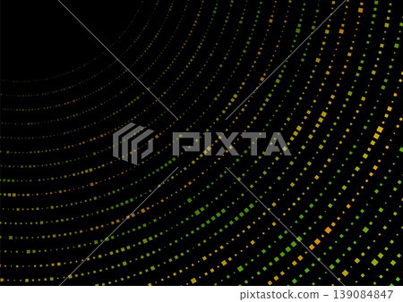 Bright green orange small square dots abstract circular background Bright green orange small square dots abstract circular background 139084847