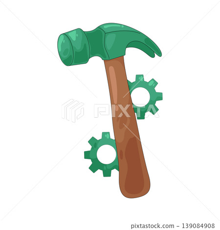 Illustration of claw hammer paired with a setting  139084908