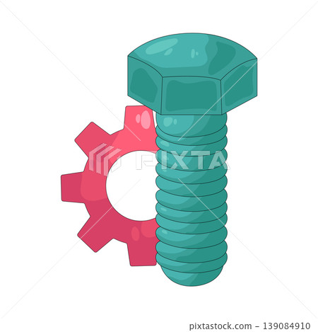 Illustration of screw paired with a setting  139084910