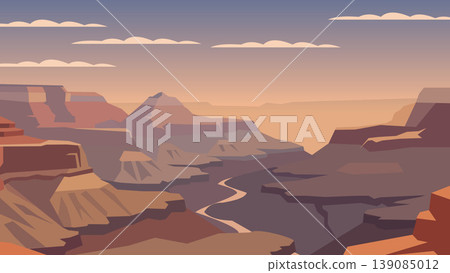 Silent Ravines Beneath Endless Copper Skies Flat Design Silent Ravines Beneath Endless Copper Skies Flat Design 139085012