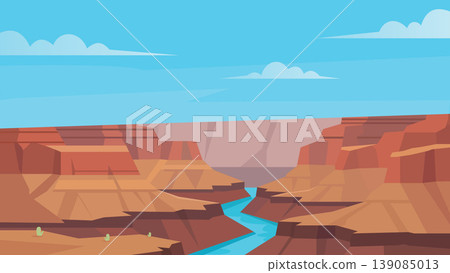 Quiet River Thread Through Giant Canyon Flat Design Quiet River Thread Through Giant Canyon Flat Design 139085013