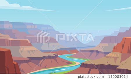 Flat Design Lone Tree Facing Ancient Canyon Winds Flat Design Lone Tree Facing Ancient Canyon Winds 139085014