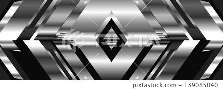 Modern abstract background with metallic gradient, chrome rhombus and polish metal angles. Wide vector illustration Modern abstract background with metallic gradient, chrome rhombus and polish metal angles. Wide vector illustration 139085040