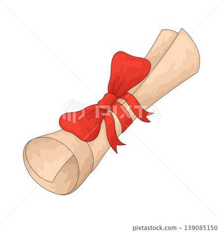 Illustration of Certificate Scroll Illustration of Certificate Scroll 139085150