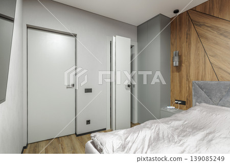 Compact Folding Bifold Door System in Modern Bedroom Compact Folding Bifold Door System in Modern Bedroom 139085249