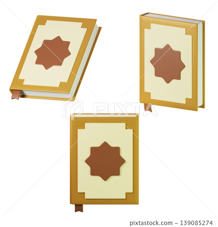 3D Icon Ramadan Al-Qur'an on three points of view. On transparent background. 3D illustration. High resolution 3D Icon Ramadan Al-Qur'an on three points of view. On transparent background. 3D illustration. High resolution 139085274