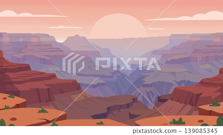Endless Canyon Layers Breathing Dust Light Flat Illustration Endless Canyon Layers Breathing Dust Light Flat Illustration 139085345