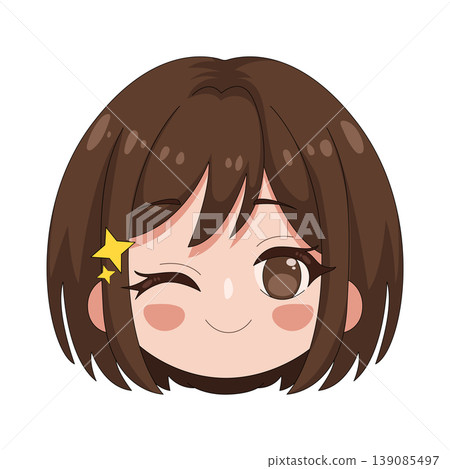 Illustration of winking girl 139085497