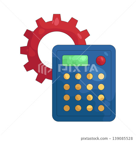 Illustration of calculator combined with a setting Illustration of calculator combined with a setting 139085528