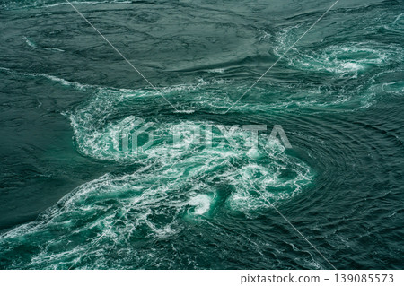Naruto whirlpools (spring tide) viewed from the Uzunomichi (Whirlpool Walkway) on the Ohnaruto Bridge [Naruto City, Tokushima Prefecture] 139085573