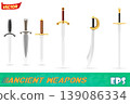 ancient battle weapons stock vector illustration 139086334