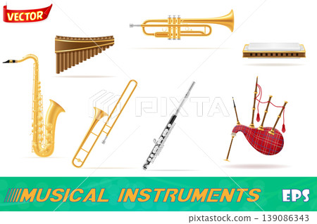 wind musical instruments vector illustration wind musical instruments vector illustration 139086343