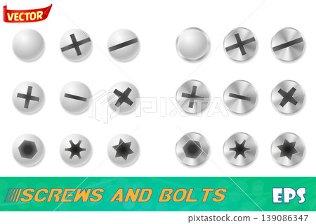 screws bolts and rivet vector illustration 139086347