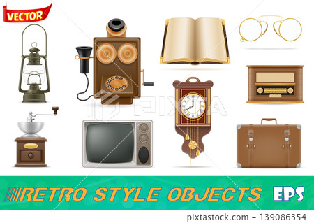 objects retro old vintage icons stock vector illustration objects retro old vintage icons stock vector illustration 139086354