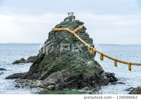 [Mie Prefecture] The male rock of the Meoto Iwa (Married Couple Rocks) at Futami Okitama Shrine 139086662