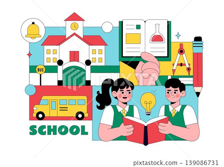 School Vector Illustration Education Concept With Students Classroom Books Laboratory Equipment and Learning Activities Back To School Design School Vector Illustration Education Concept With Students Classroom Books Laboratory Equipment and Learning Activities Back To School Design 139086731