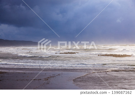 The rough seas of the Sea of Japan during bad weather. The rough seas of the Sea of Japan during bad weather. 139087162