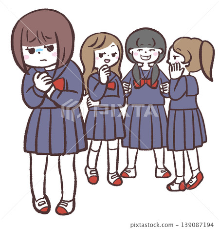 一幅描繪女學生被排除在外的插圖。 一幅描繪女學生被排除在外的插圖。 139087194
