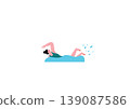 Illustration of a woman swimming in the pool 139087586