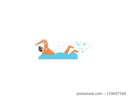 Illustration of a man swimming in the pool 139087588