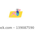 Illustration of a woman relaxing on the beach 139087590