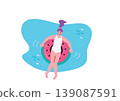 Illustration of a girl playing in a swimming pool 139087591