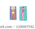 Illustration of a woman relaxing on the beach 139087592