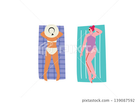 Illustration of a woman relaxing on the beach 139087592