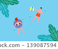 Illustration of a man and woman playing in a swimming pool 139087594