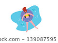 Illustration of a woman playing in a swimming pool 139087595