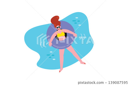 Illustration of a woman playing in a swimming pool 139087595