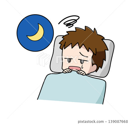 Illustration of a boy who can't sleep Illustration of a boy who can't sleep 139087668