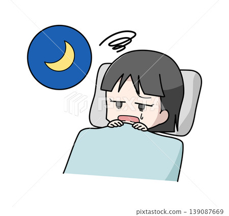一幅失眠女孩的插圖 一幅失眠女孩的插圖 139087669