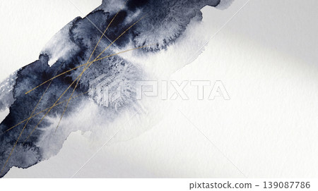 Abstract diagonal band background in ink and indigo watercolor. Abstract diagonal band background in ink and indigo watercolor. 139087786