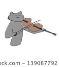 Cat playing a musical instrument 139087792