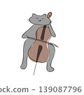 Cat playing a musical instrument 139087796