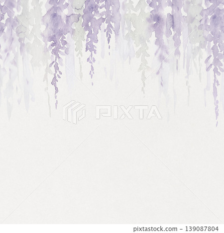 一幅紫藤色的水彩畫懸掛在頂部，背景是空白的。 139087804
